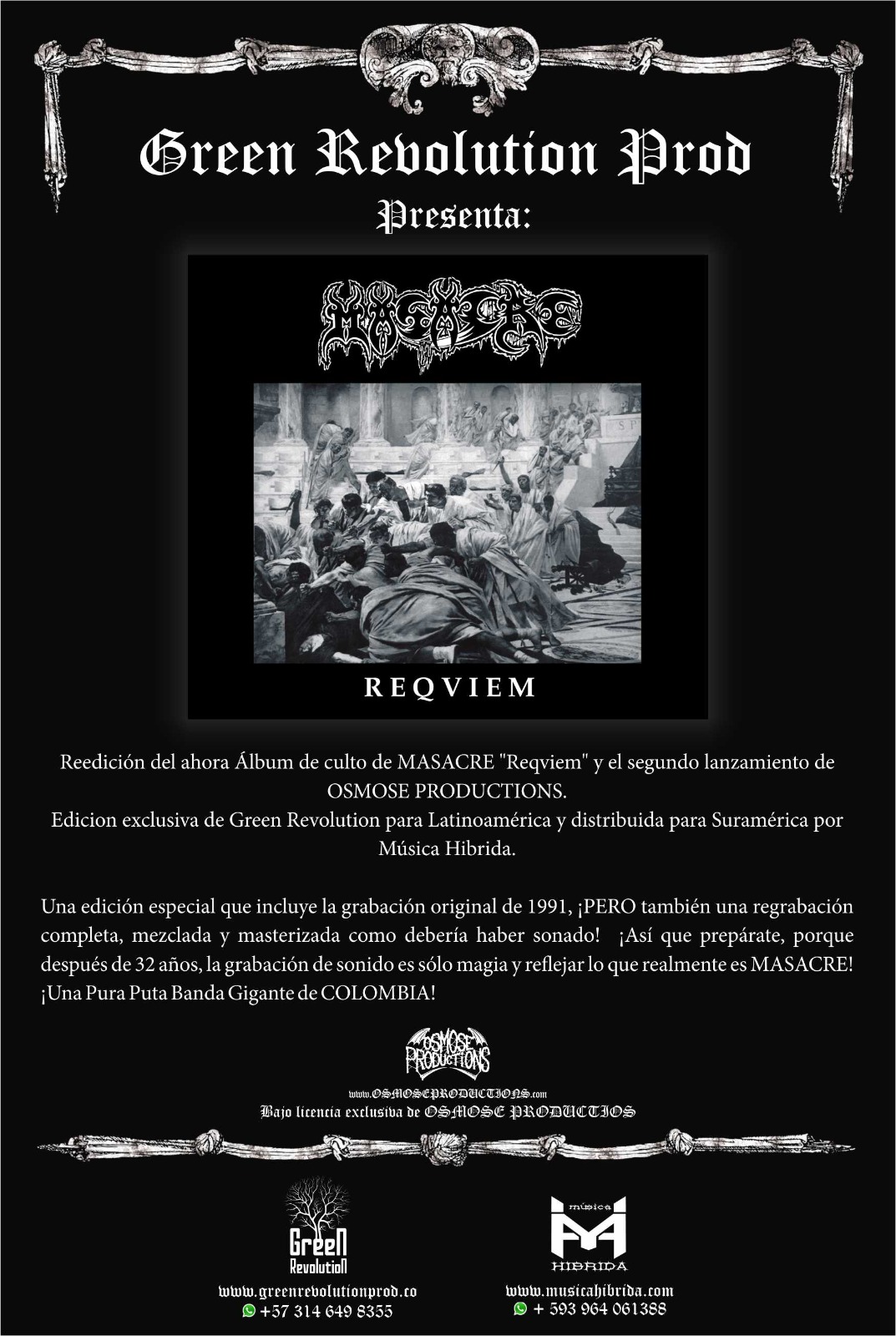 REEDICIÓN DE REQUIEM DE MASACRE POR GREEN REVOLUTION - Metal Live Colombia